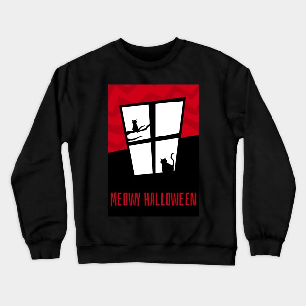 Meowy Halloween Funny Cat Design Crewneck Sweatshirt by Up 4 Tee